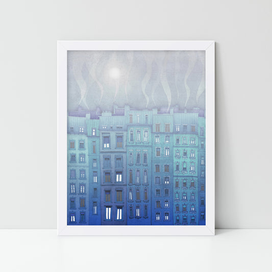 Foggy day in Paris - Framed Art Print