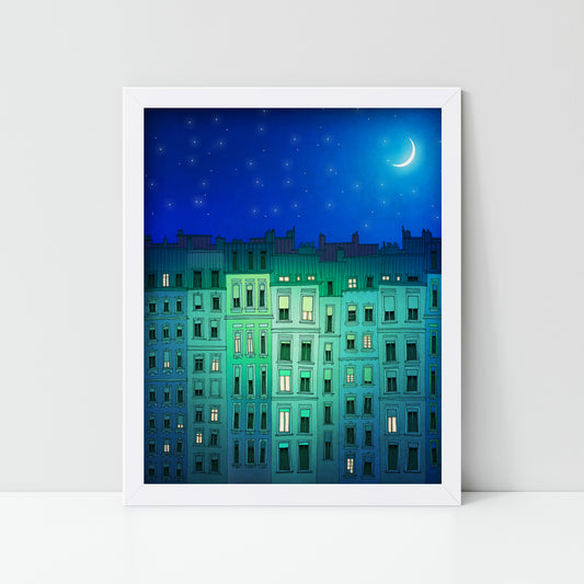 Sleepy night - Framed Art Print