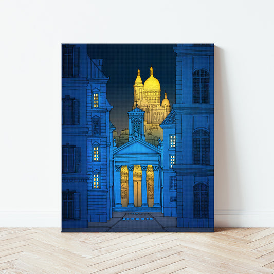 Sacre Coeur (night, blue version) - Canvas Art Print