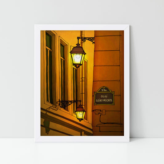 Quai St Michel (yellow) - Framed Art Print
