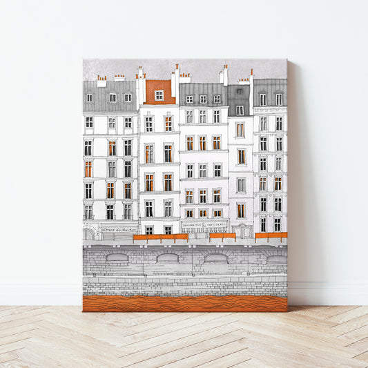 Walk along the Seine (red) - Canvas Art Print