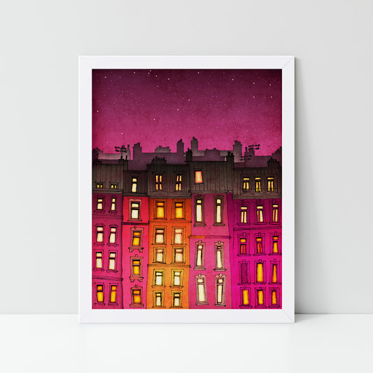 Paris Red Facade - Framed Art Print