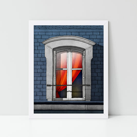 The Red Curtain - Framed Art Print