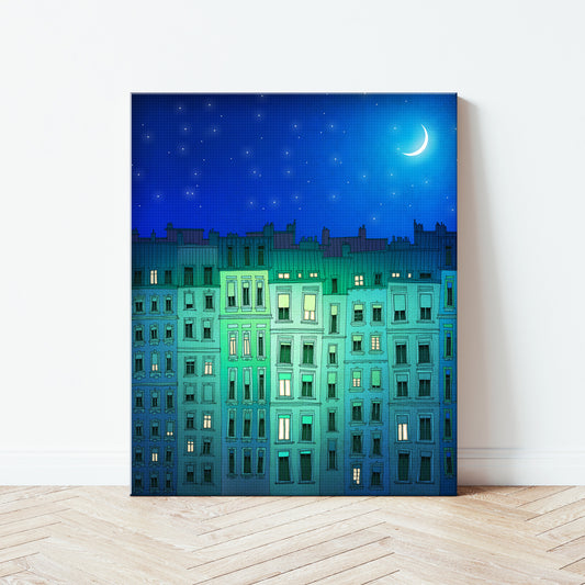 Sleepy night (blue) - Canvas Art Print