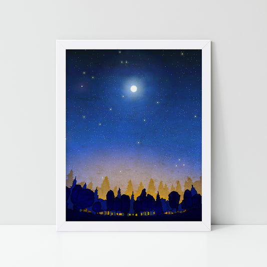 The secret of the night forest - Framed Art Print