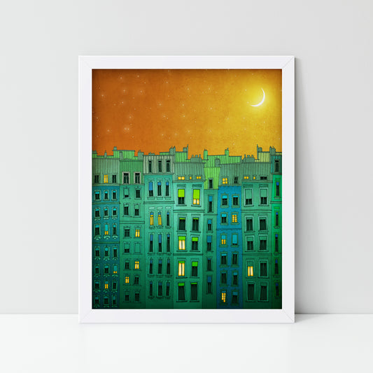 Golden night - Framed Art Print