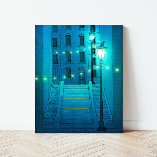 Night walking (blue) - Canvas Art Print