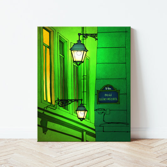 Quai St Michel (green) - Canvas Art Print