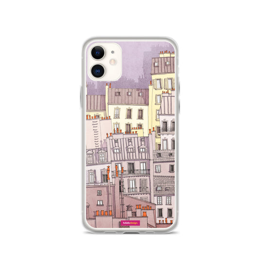 Paris Montmartre (purple) - Illustrated iPhone Case