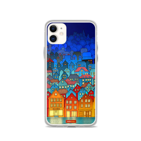 Norway, Bergen (blue) - Illustrated iPhone Case