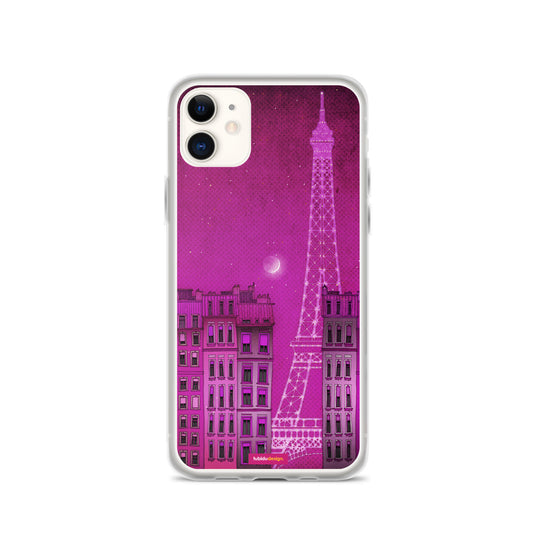 The lights of the Eiffel tower (pink) - Illustrated iPhone Case