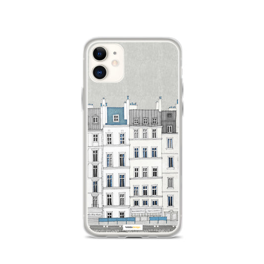 Walk along the Seine (blue) - Illustrated iPhone Case