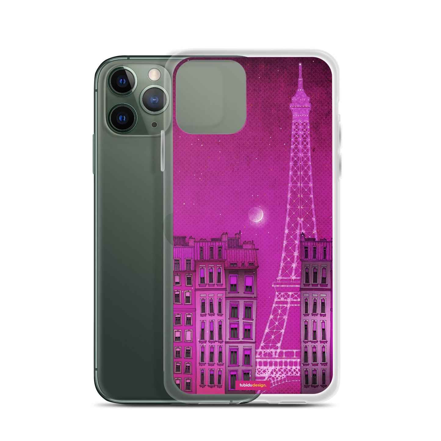 The lights of the Eiffel tower (pink) - Illustrated iPhone Case