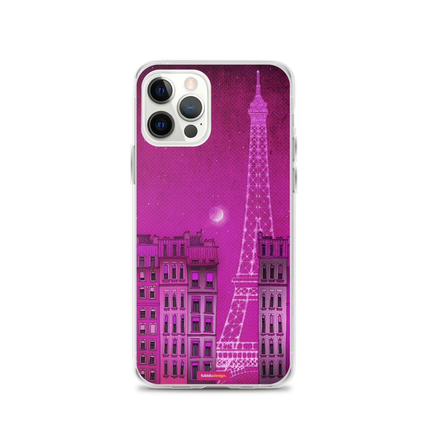 The lights of the Eiffel tower (pink) - Illustrated iPhone Case