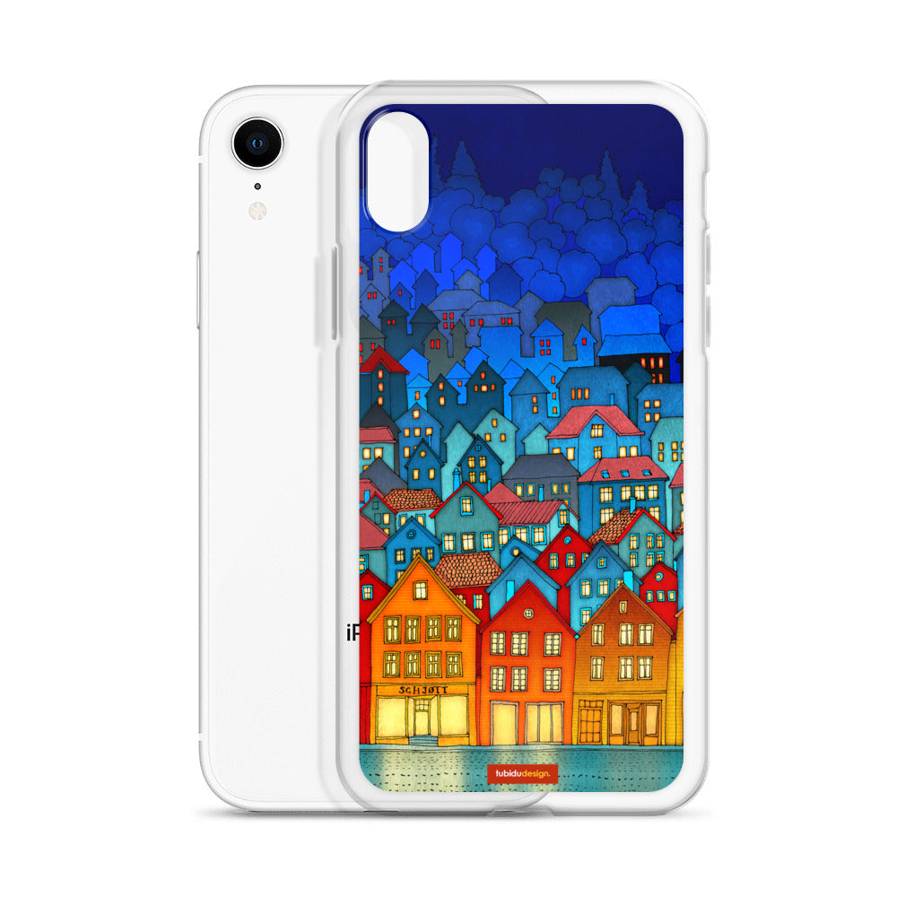 Norway, Bergen (blue) - Illustrated iPhone Case