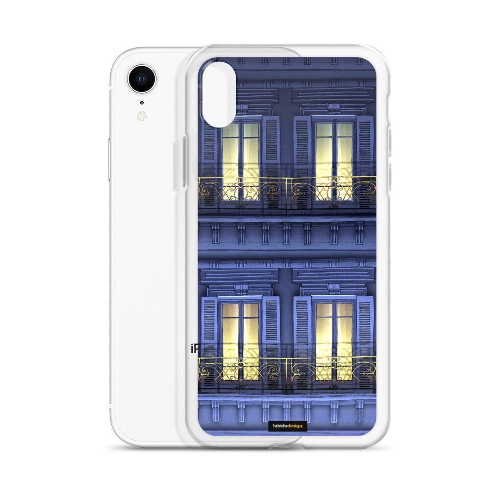 Paris balcony (night) - Illustrated iPhone Case