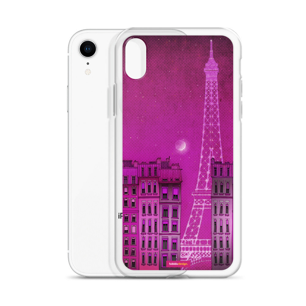 The lights of the Eiffel tower (pink) - Illustrated iPhone Case
