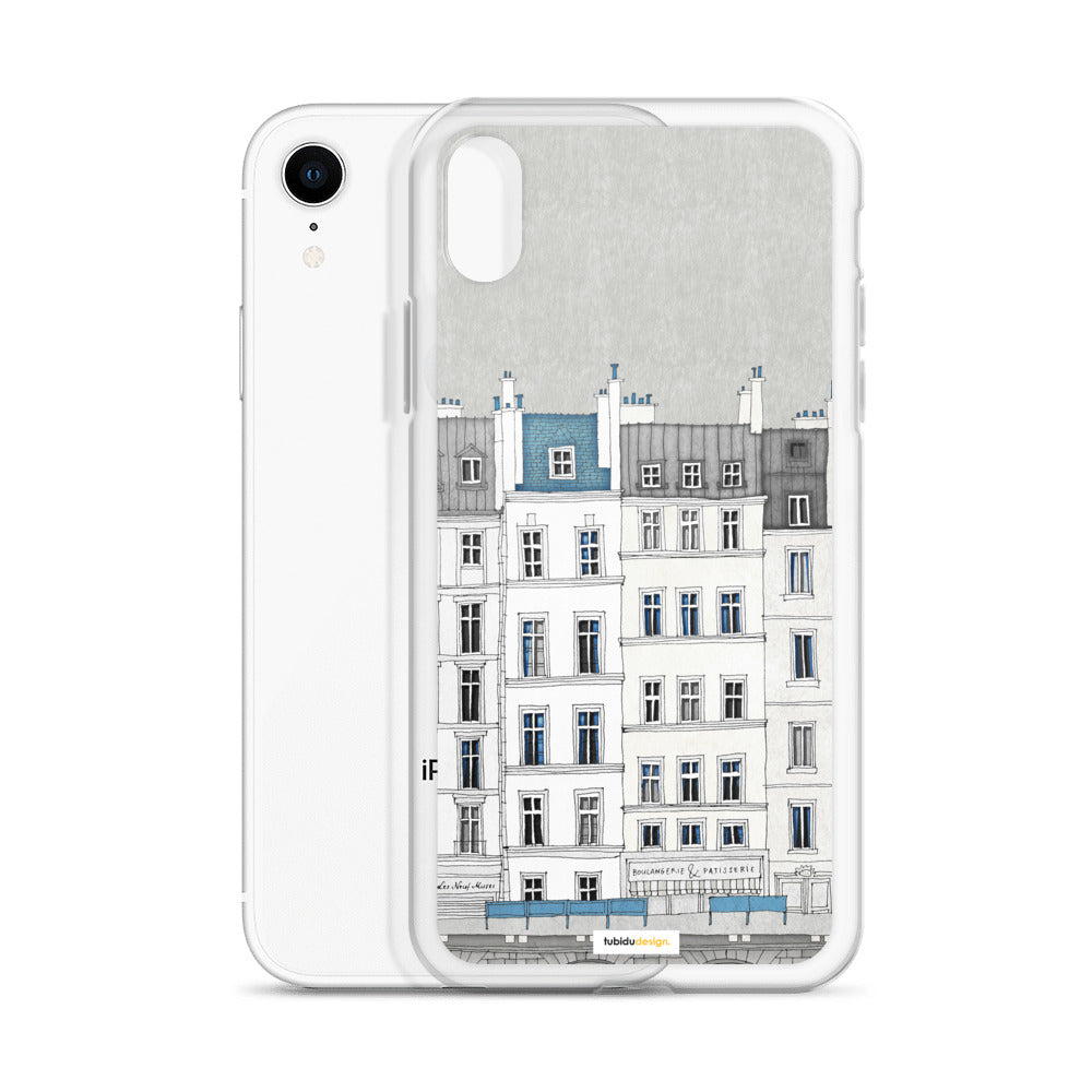 Walk along the Seine (blue) - Illustrated iPhone Case