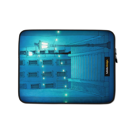 Night walking (blue) - Illustrated Laptop Sleeve