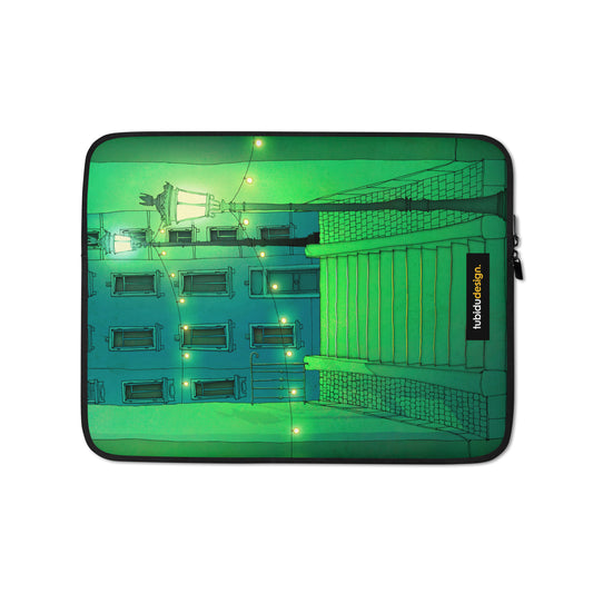 Night walking (green) - Illustrated Laptop Sleeve