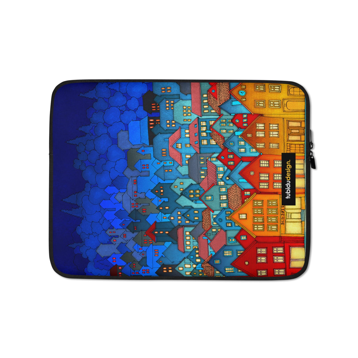 Norway, Bergen (blue) - Illustrated Laptop Sleeve