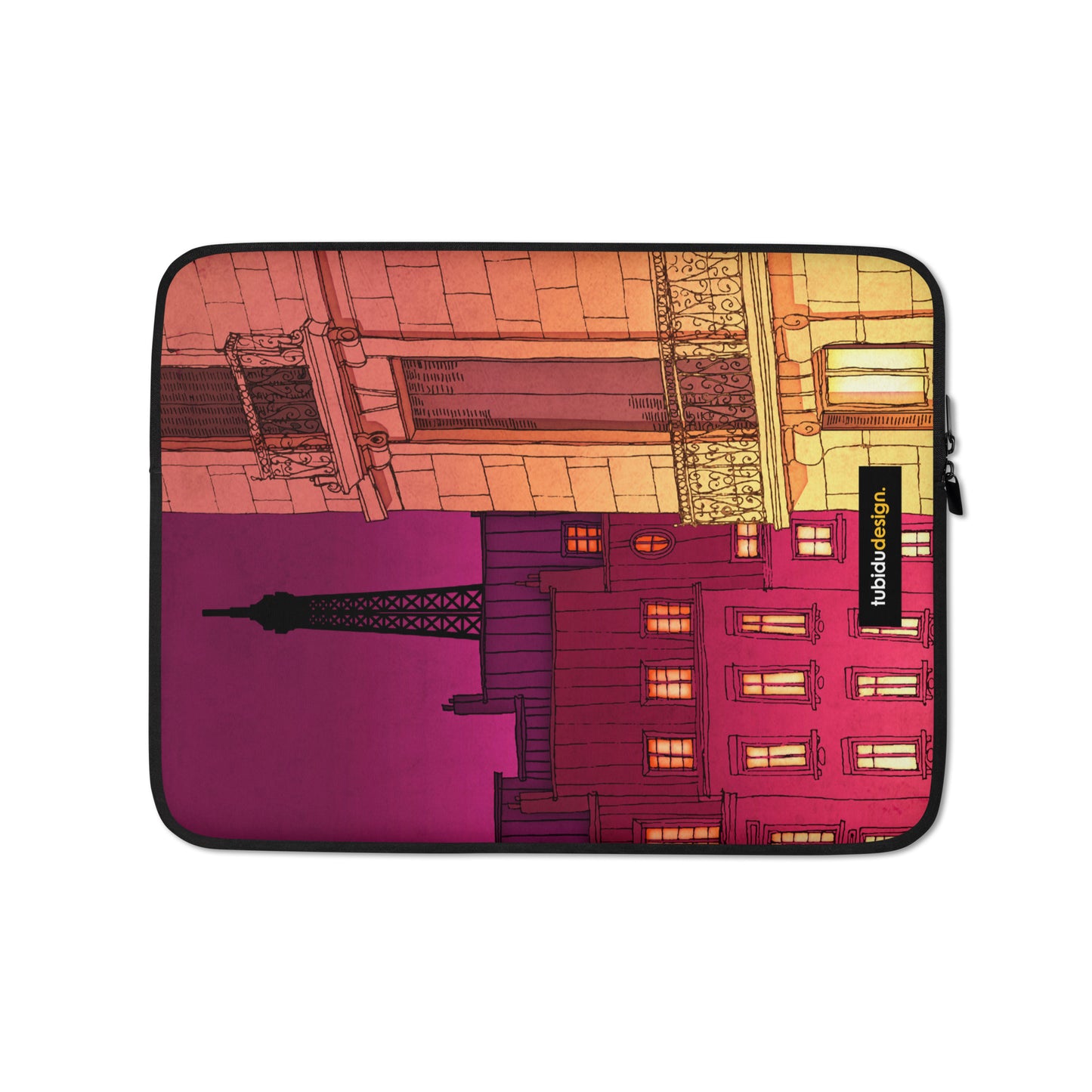 Paris windows (red) - Illustrated Laptop Sleeve