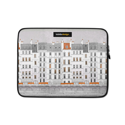Walk along the Seine (red) - Illustrated Laptop Sleeve
