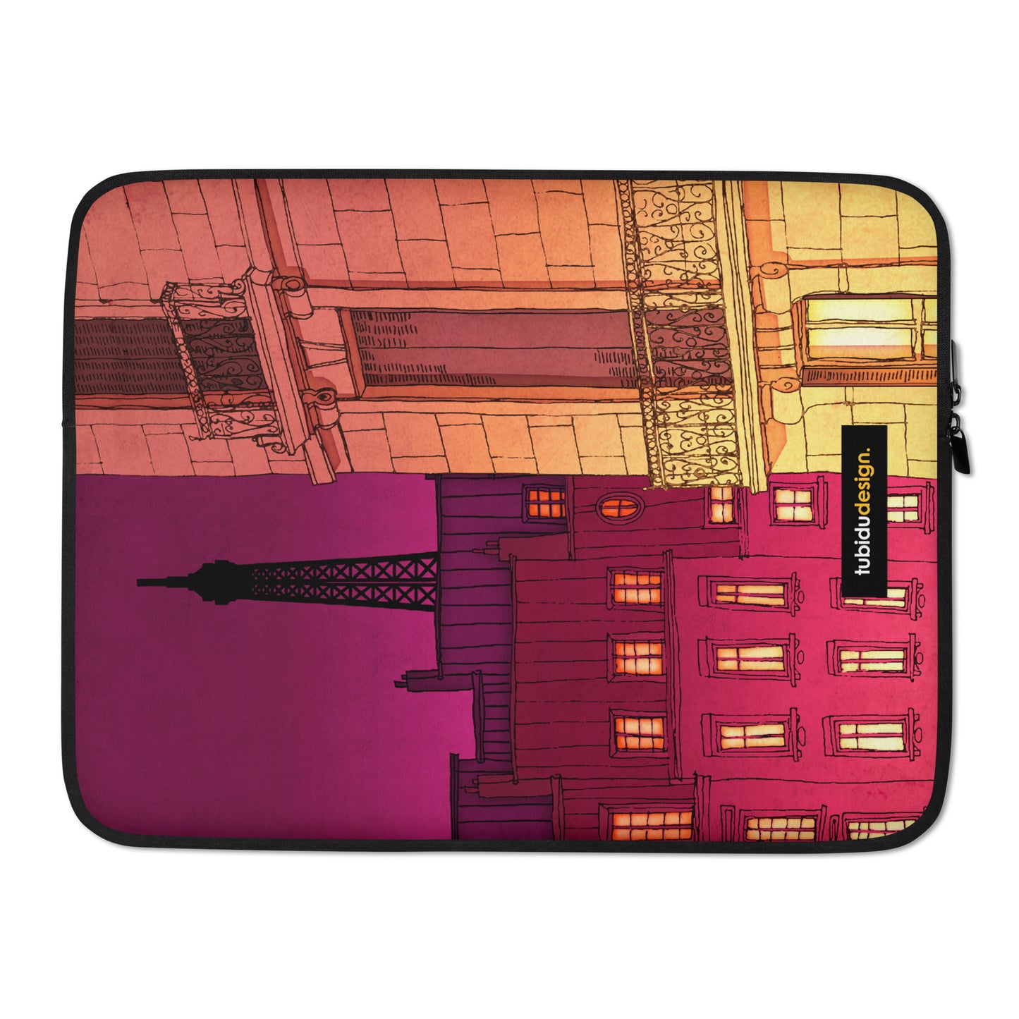 Paris windows (red) - Illustrated Laptop Sleeve