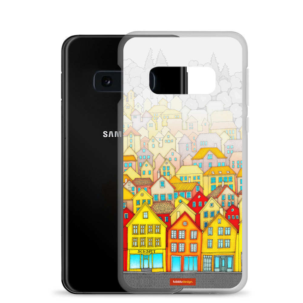 Norway, Bergen (white) - Illustrated Samsung Phone Case