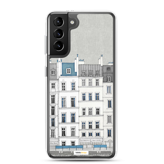 Walk along the Seine (blue) - Illustrated Samsung Phone Case