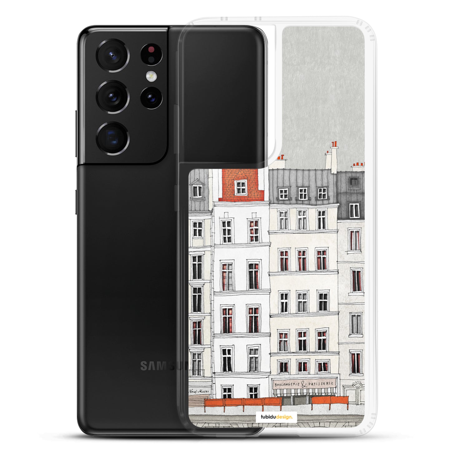 Walk along the Seine (red) - Illustrated Samsung Phone Case