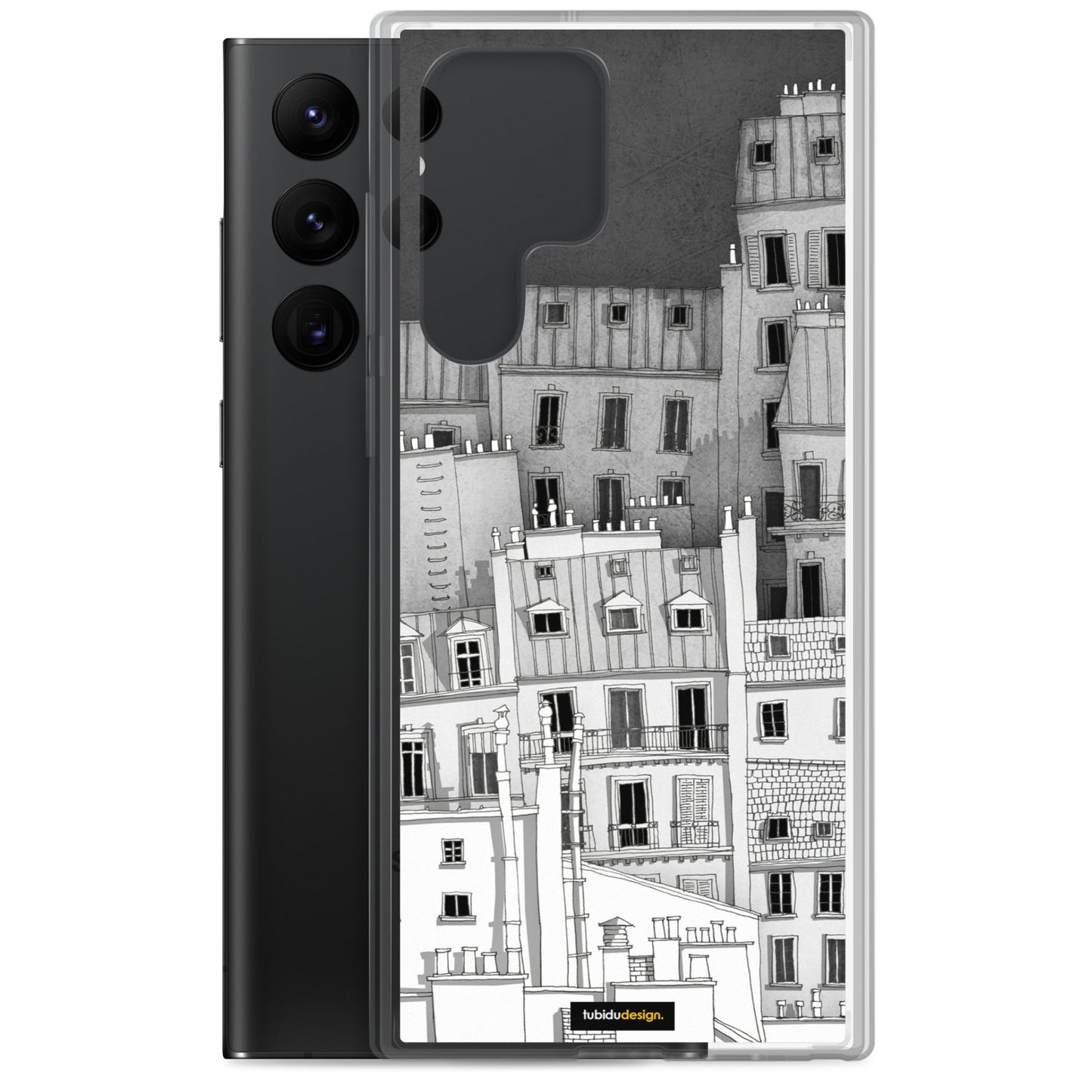 Paris Montmartre (black and white) - Illustrated Samsung Phone Case