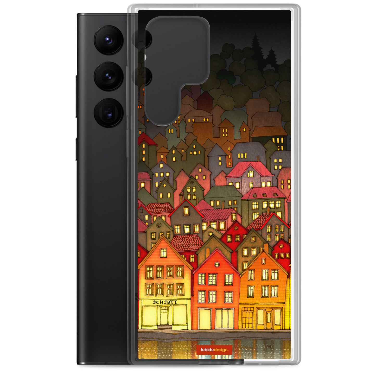 Norway, Bergen (brown) - Illustrated Samsung Phone Case