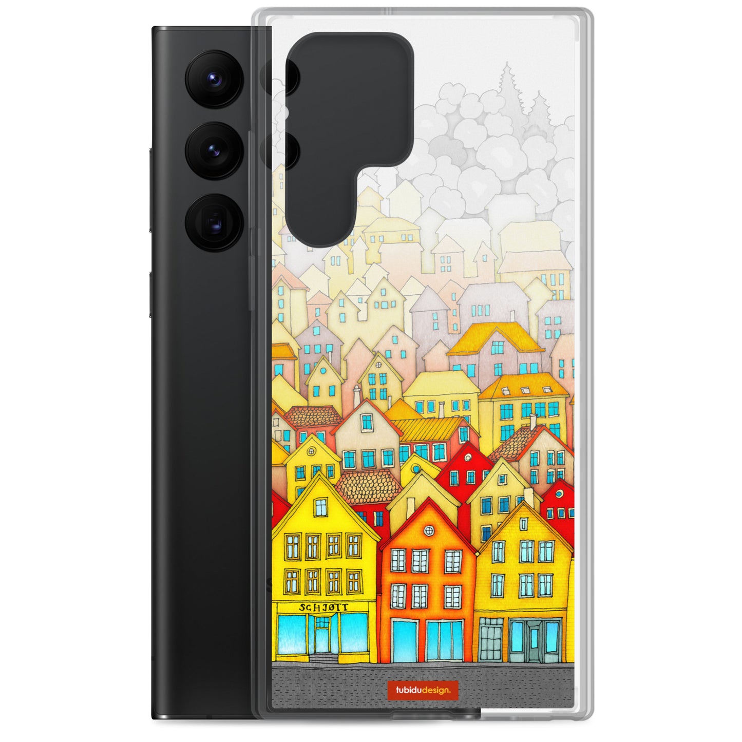 Norway, Bergen (white) - Illustrated Samsung Phone Case