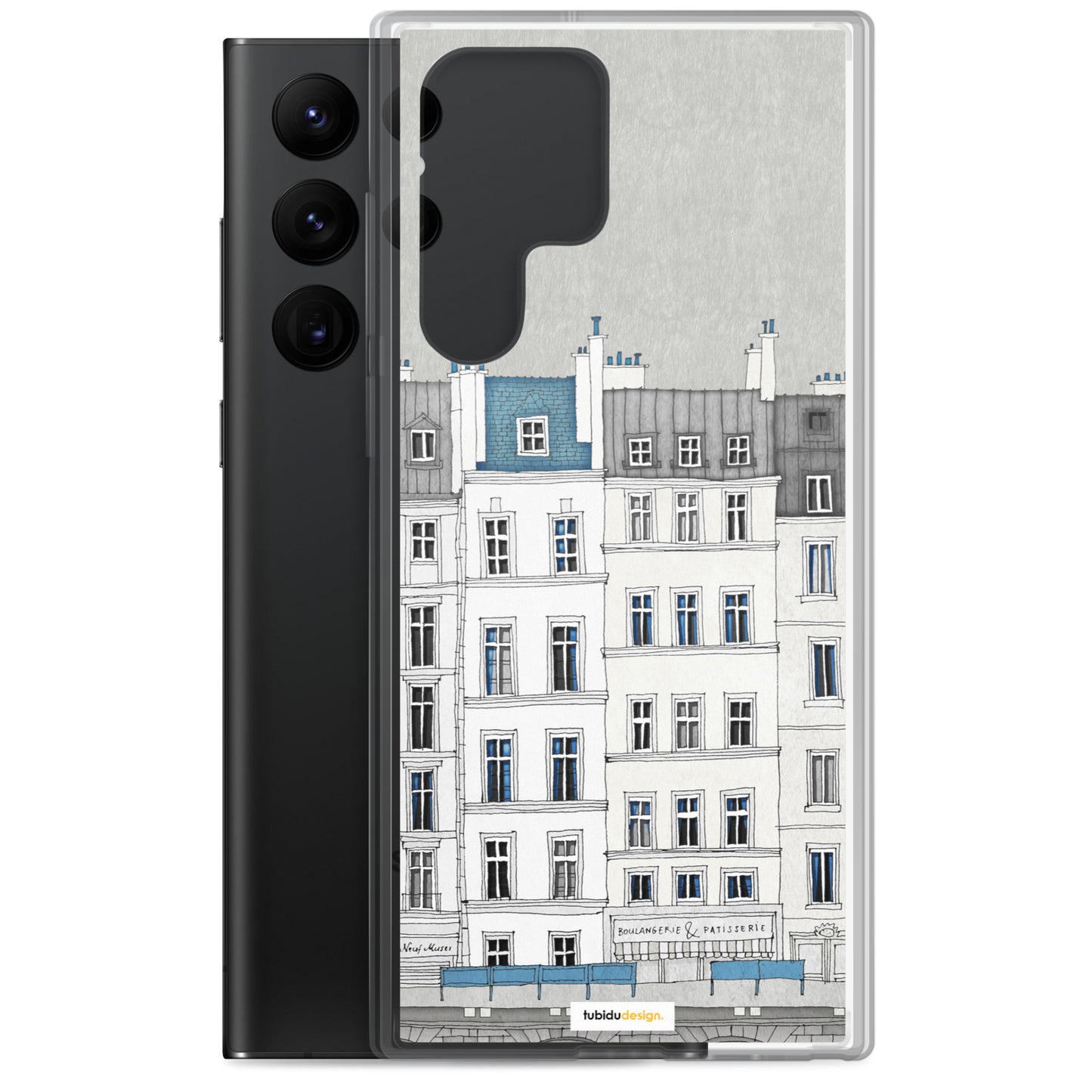 Walk along the Seine (blue) - Illustrated Samsung Phone Case