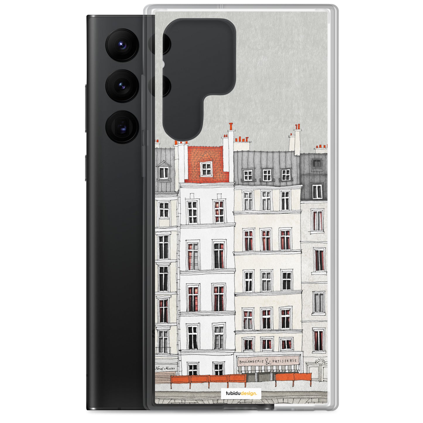 Walk along the Seine (red) - Illustrated Samsung Phone Case
