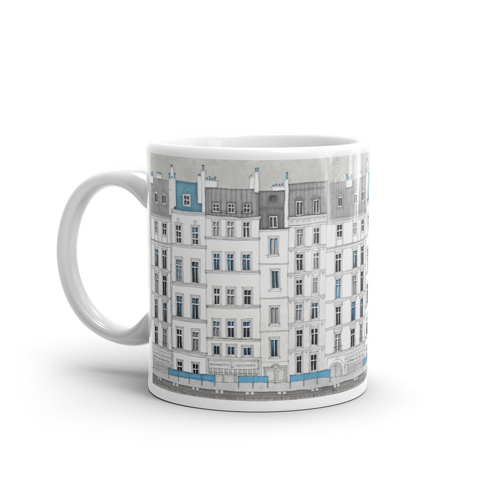 Walk along the Seine (blue) - Illustrated Mug No.14