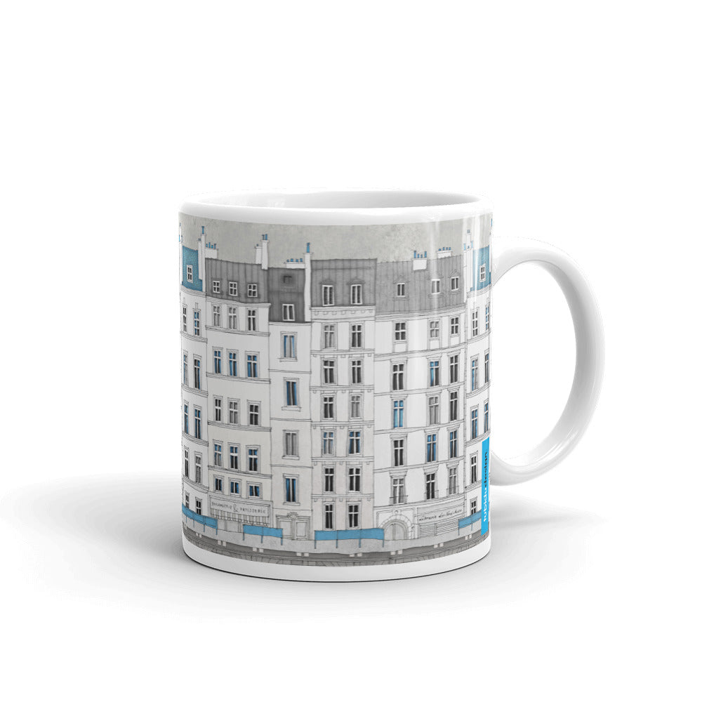 Walk along the Seine (blue) - Illustrated Mug No.14