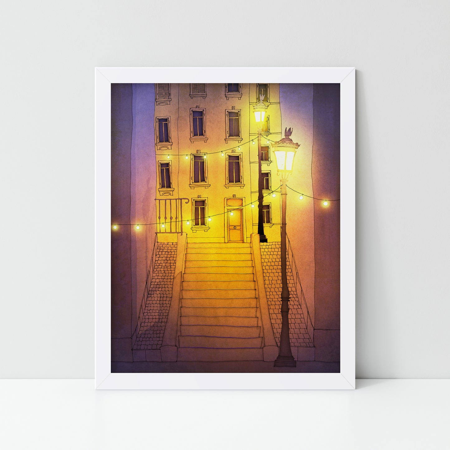 Night walking (purple) - Framed Art Print
