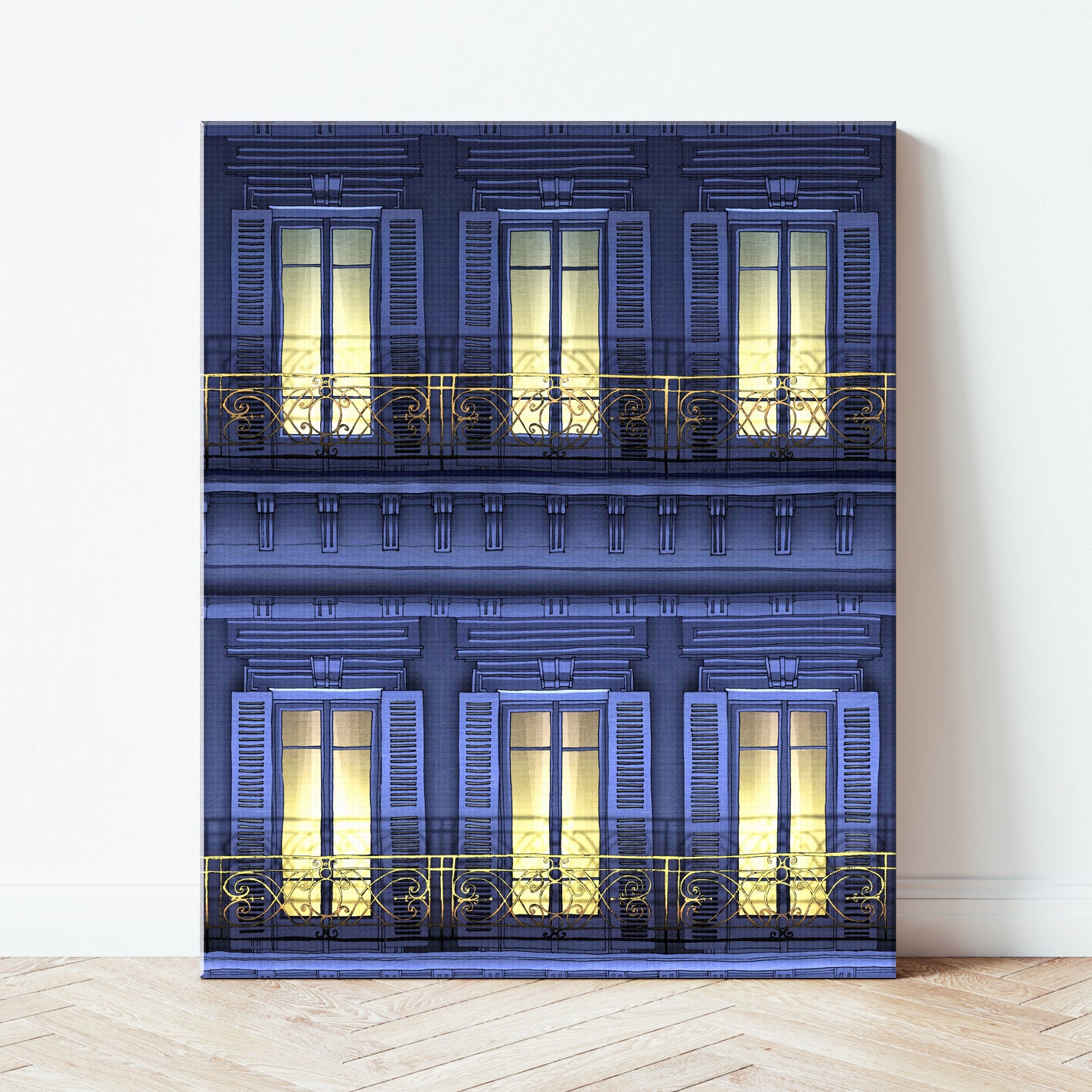 Paris balcony (night) - Canvas Art Print
