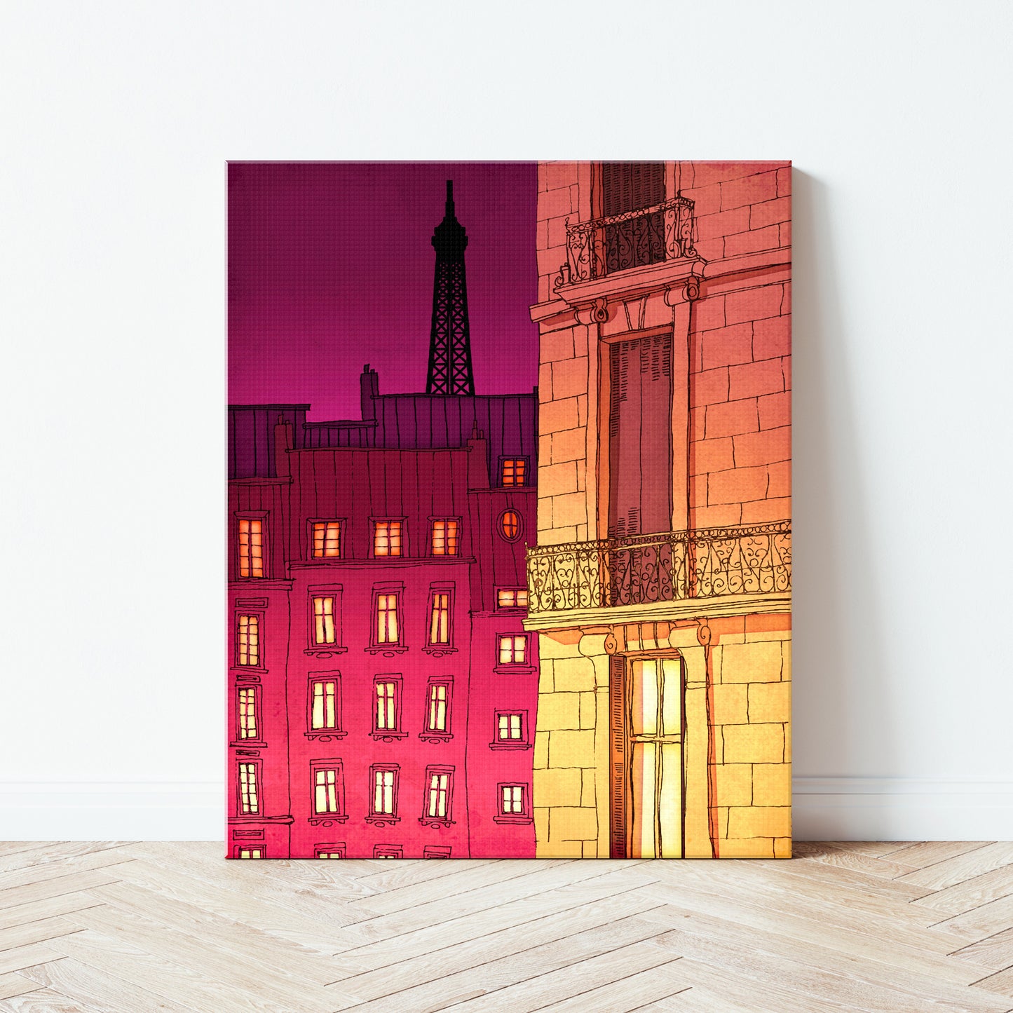 Paris windows (red) - Canvas Art Print