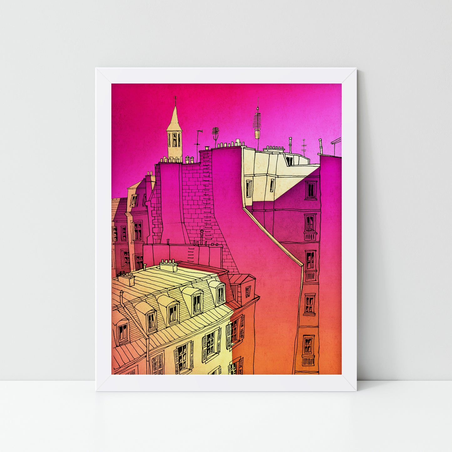 In an old house in Paris (pink) - Framed Art Print