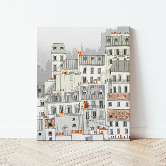 Paris Montmartre (white) - Canvas Art Print