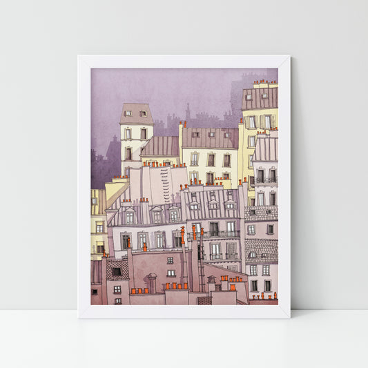 Paris Montmartre (purple) - Framed Art Print