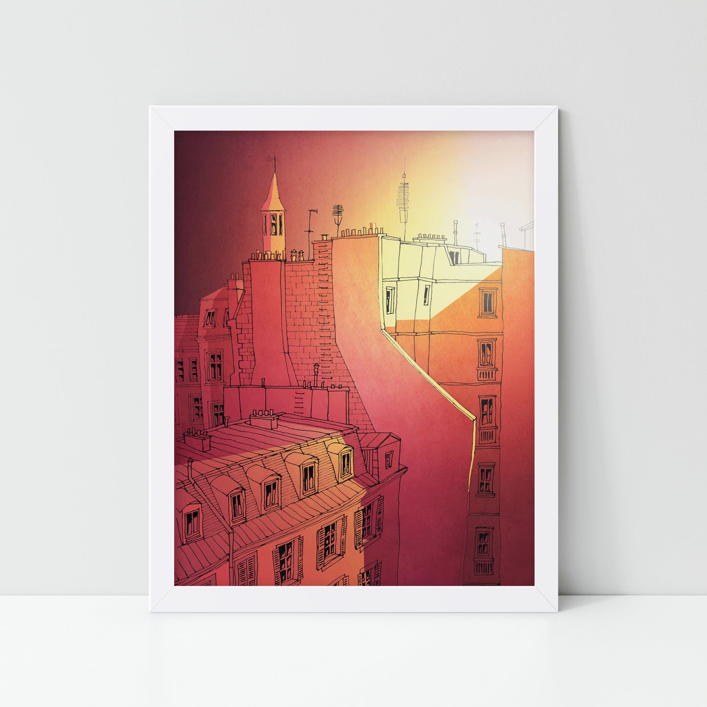 In an old house in Paris (red) - Framed Art Print