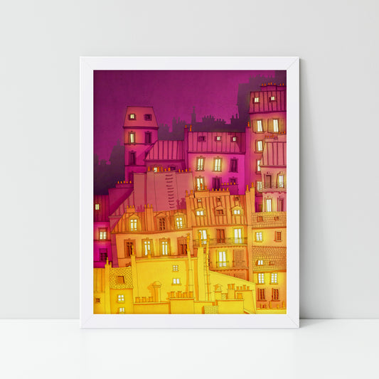 Montmartre at night - Framed Art Print