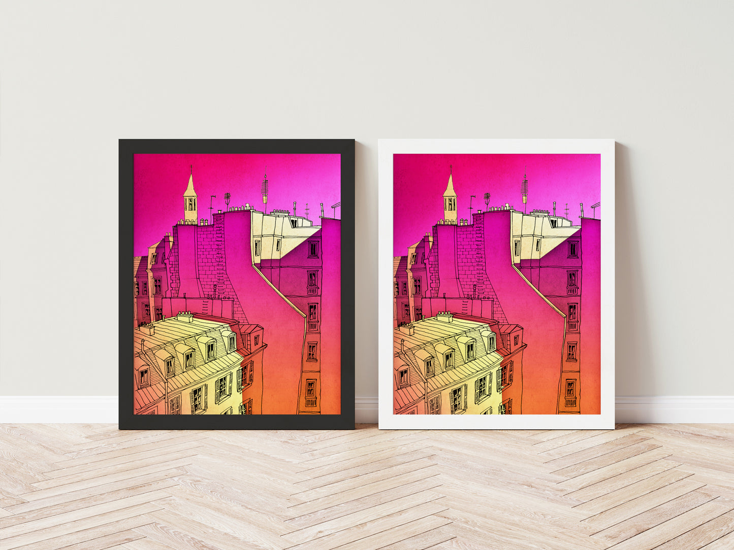 In an old house in Paris (pink) - Framed Art Print