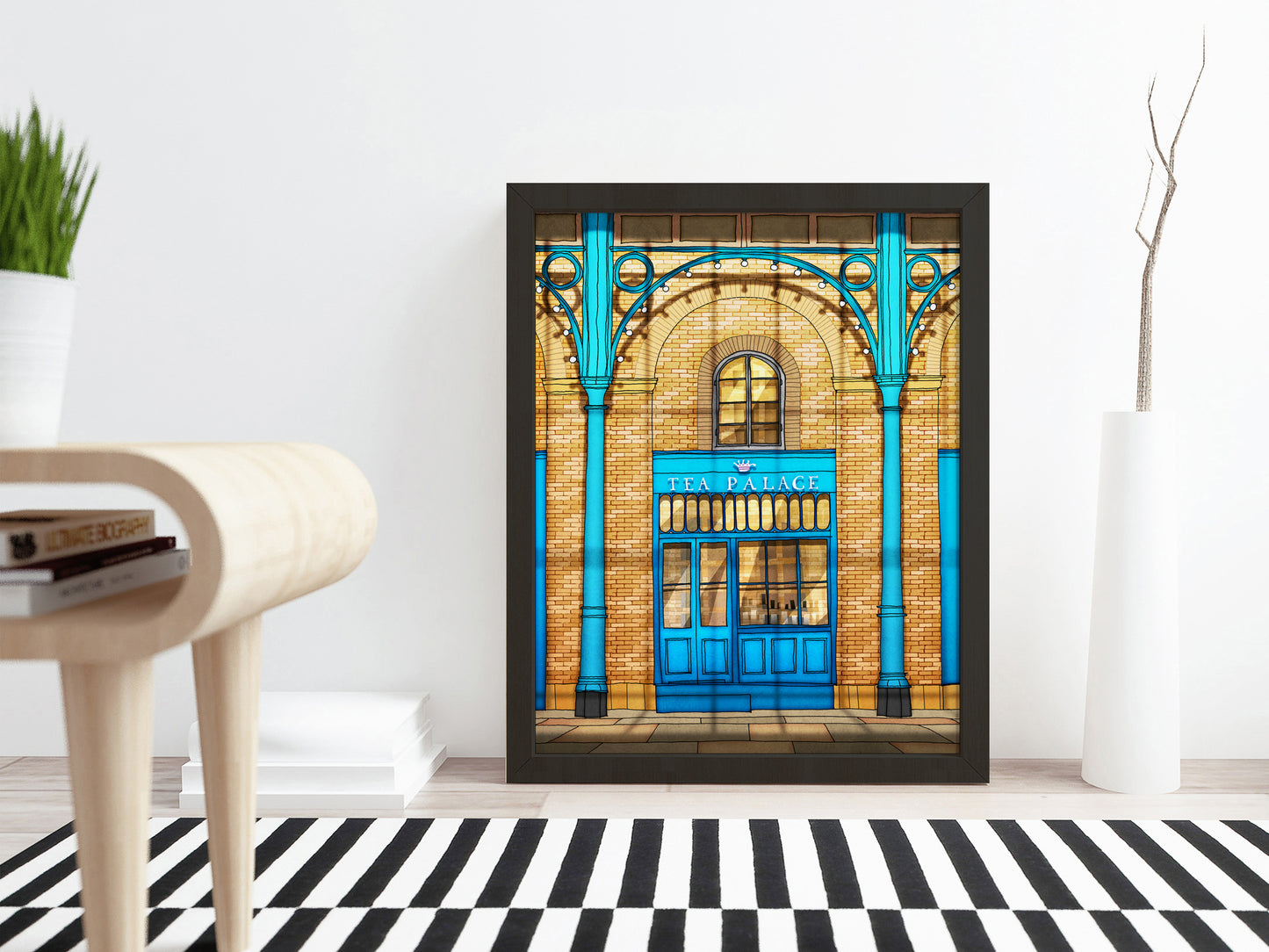 London, Tea Palace (blue version) - Framed Art Print