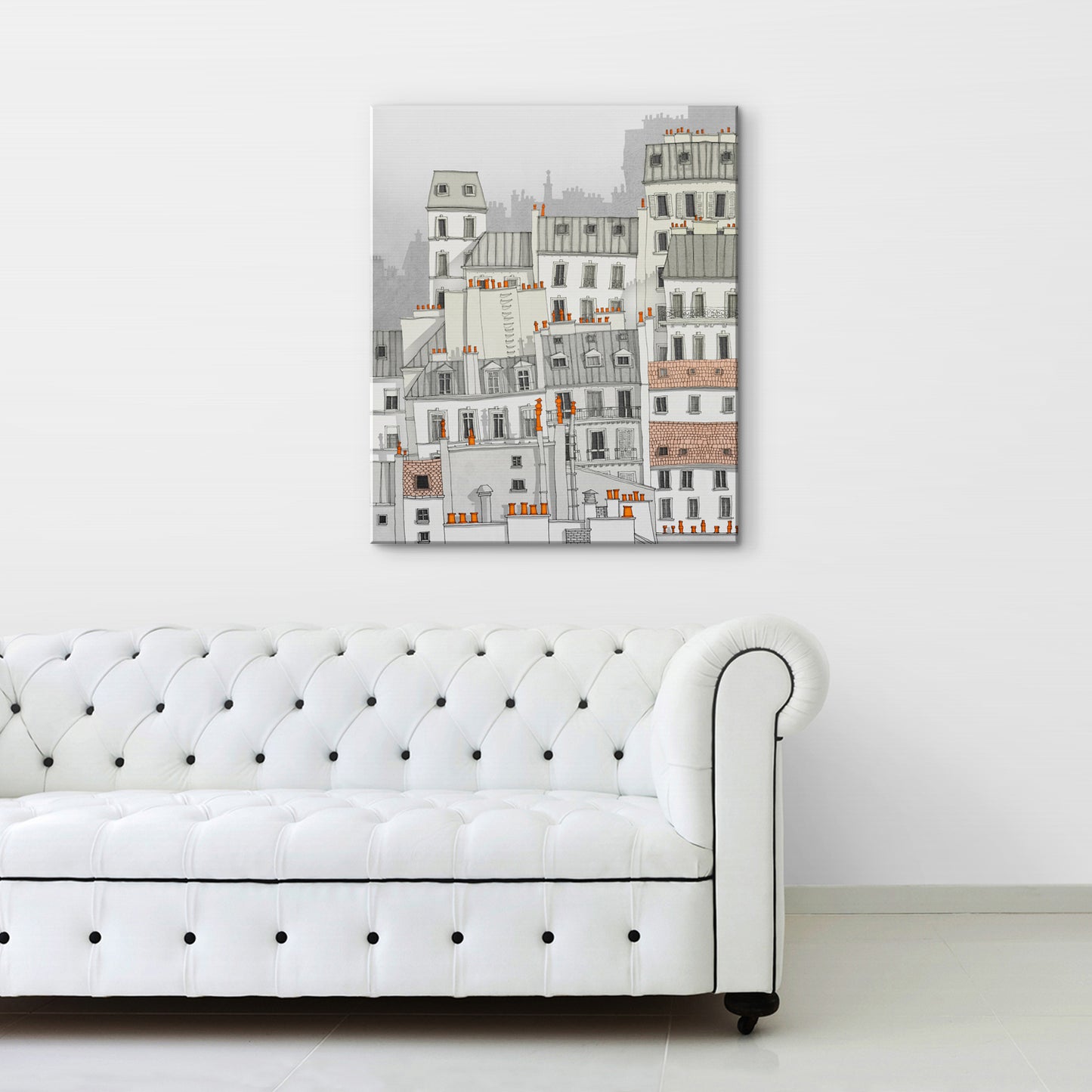 Paris Montmartre (white) - Canvas Art Print