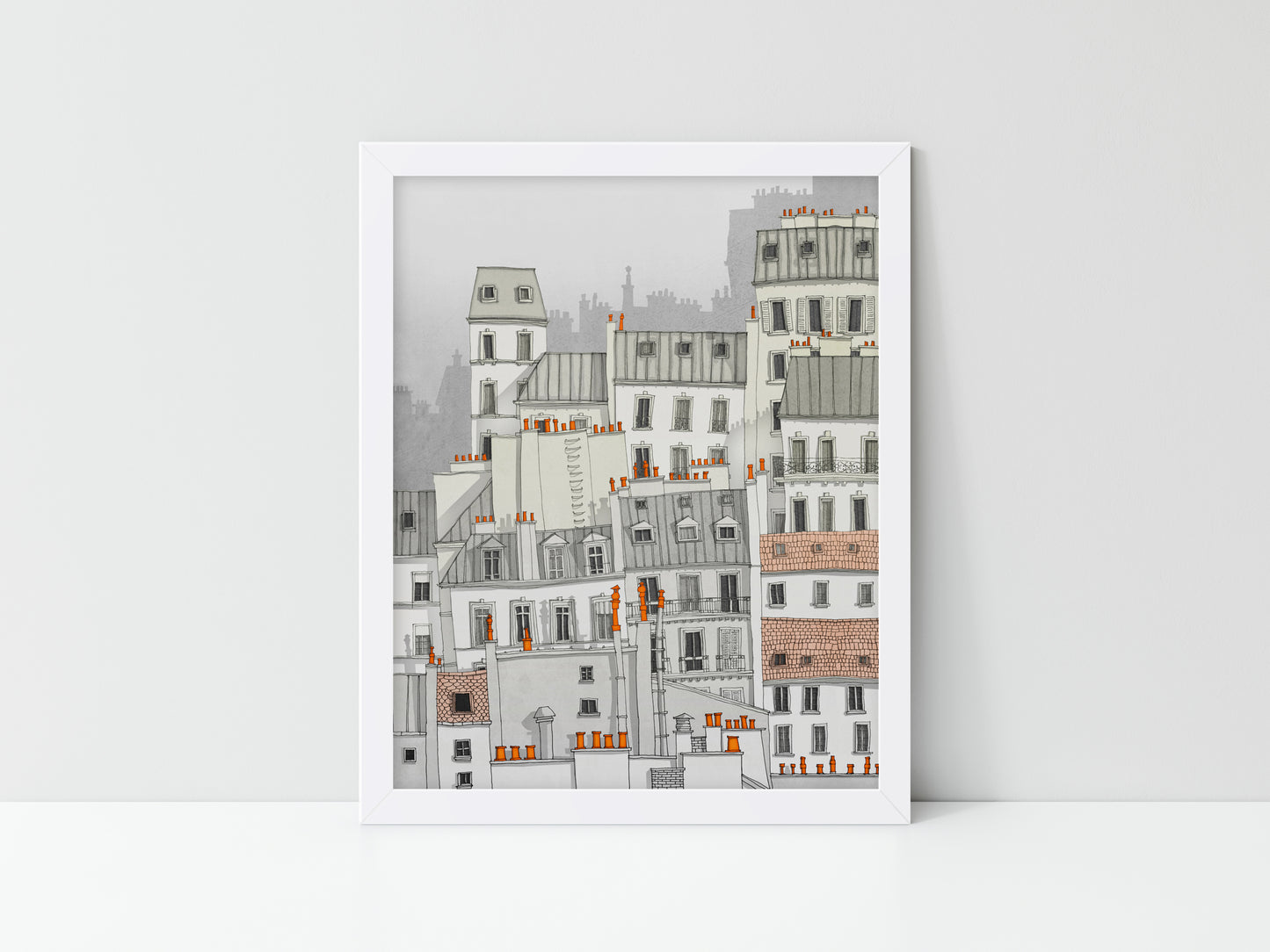 Paris Montmartre (white) - Framed Art Print